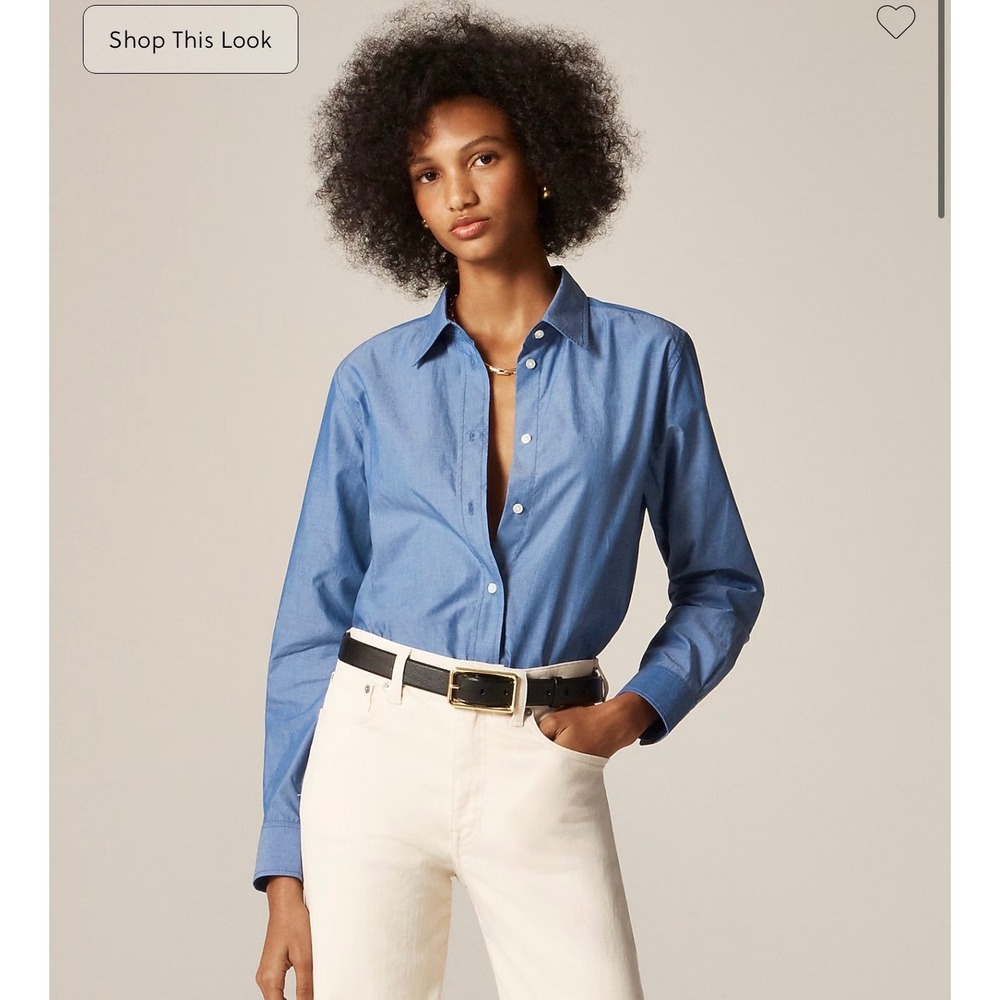J.CREW Jules Classic-fit Shirt‎ in Cotton Poplin Size 00 Blue NEW CN474 Preppy
